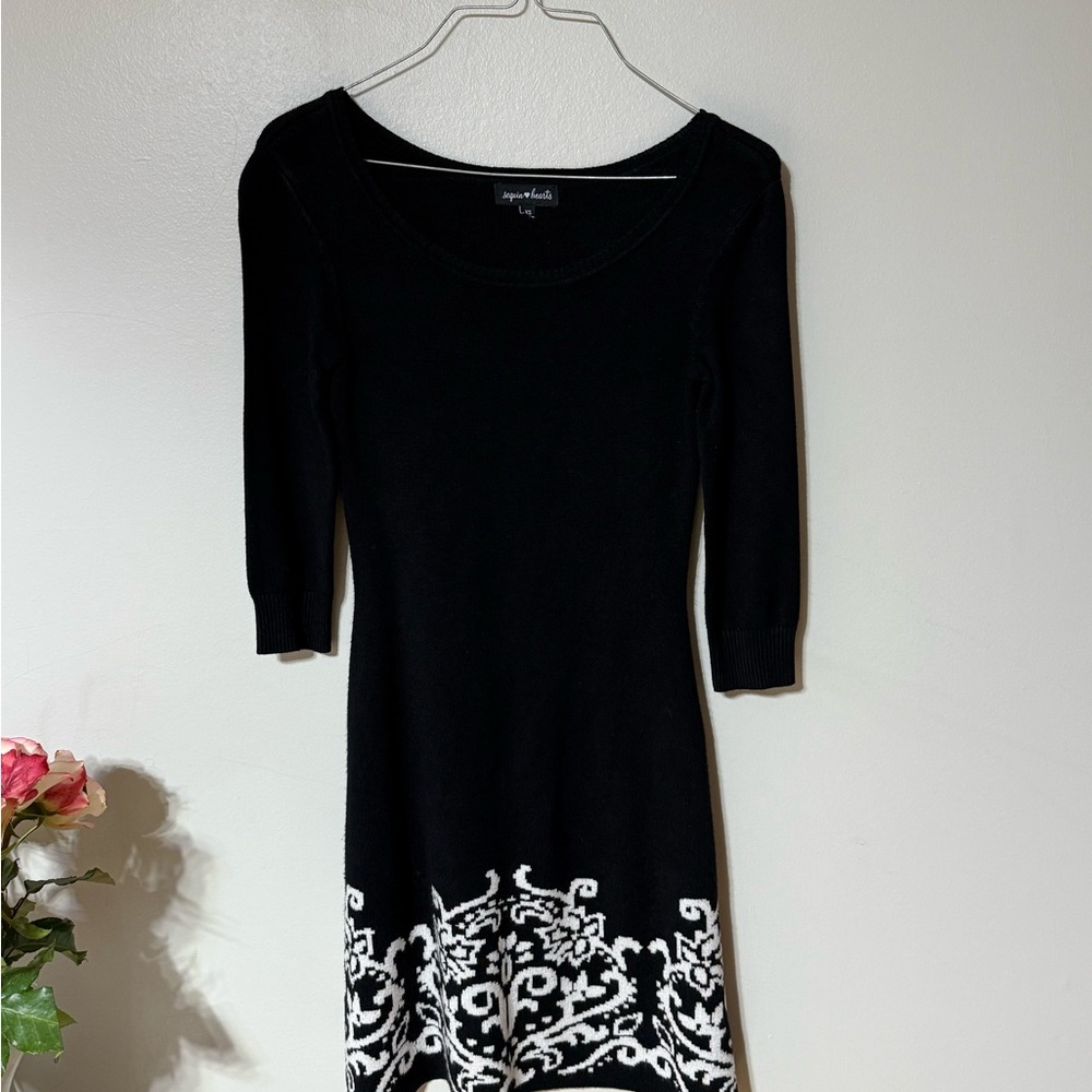 Sequin Hearts Black and White Embellished Sheath Dress